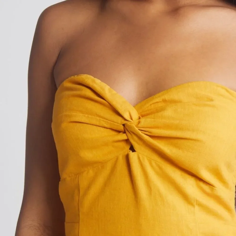 NEW Lost + Wander Elia Strapless Linen & Cotton Midi Dress - size small - Picture 4 of 9